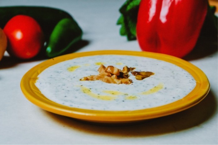 Labne with Garlic and Dry Mints